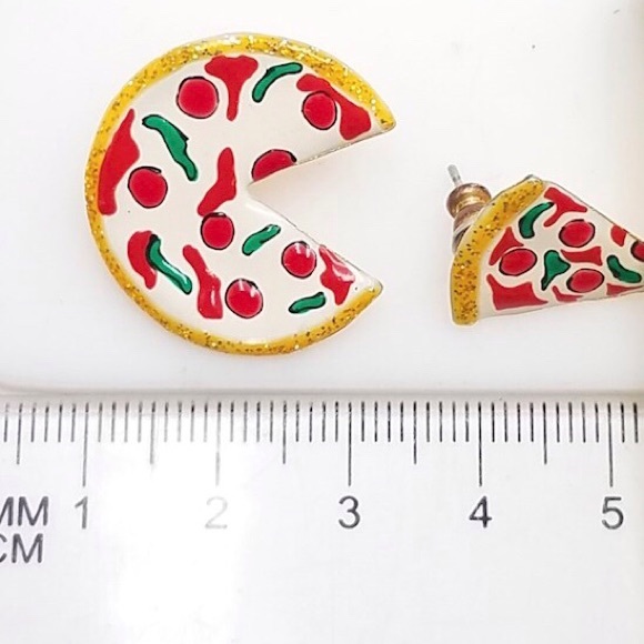 Vintage Lunch at the Ritz Gold Pizza Earrings - Picture 3 of 3